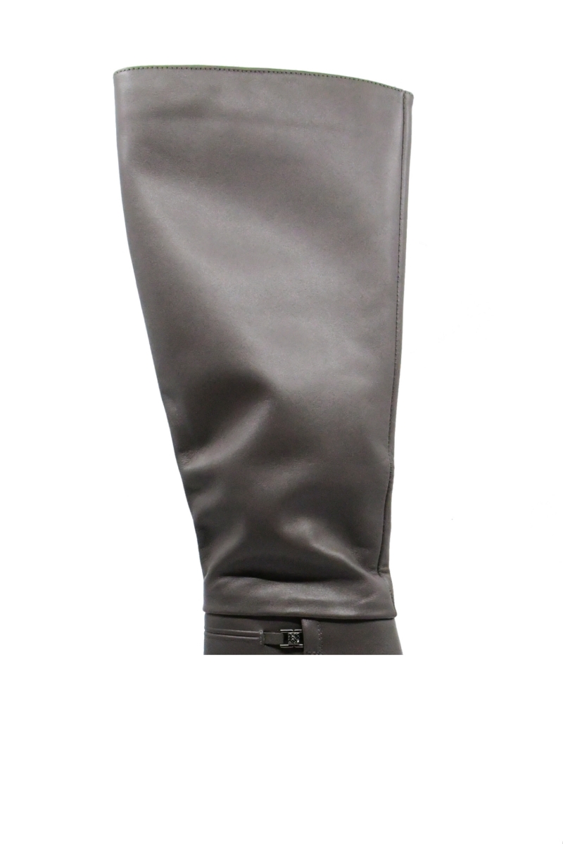 Imagine Cizme moderne cu toc bloc, din piele naturală, kaki deschis FLG2353