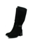 Imagine Cizme negre elegante din piele întoarsă cu curelușă la gleznă FLG7098