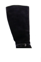 Imagine Cizme negre elegante din piele întoarsă cu curelușă la gleznă FLG7098