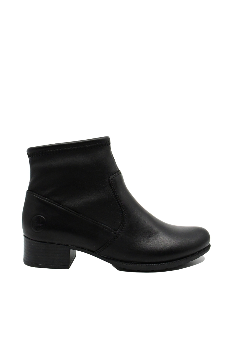 Imagine Botine negre din piele naturală, cu carâmb moale RIK78674-00