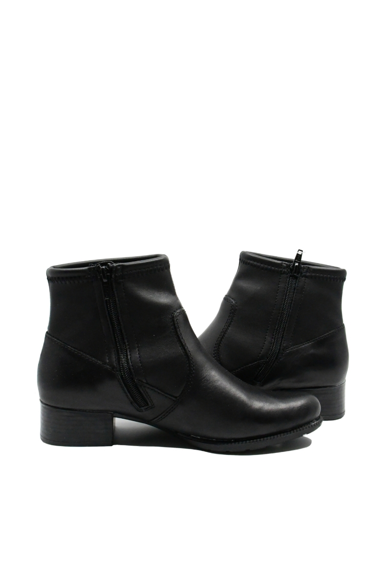 Imagine Botine negre din piele naturală, cu carâmb moale RIK78674-00