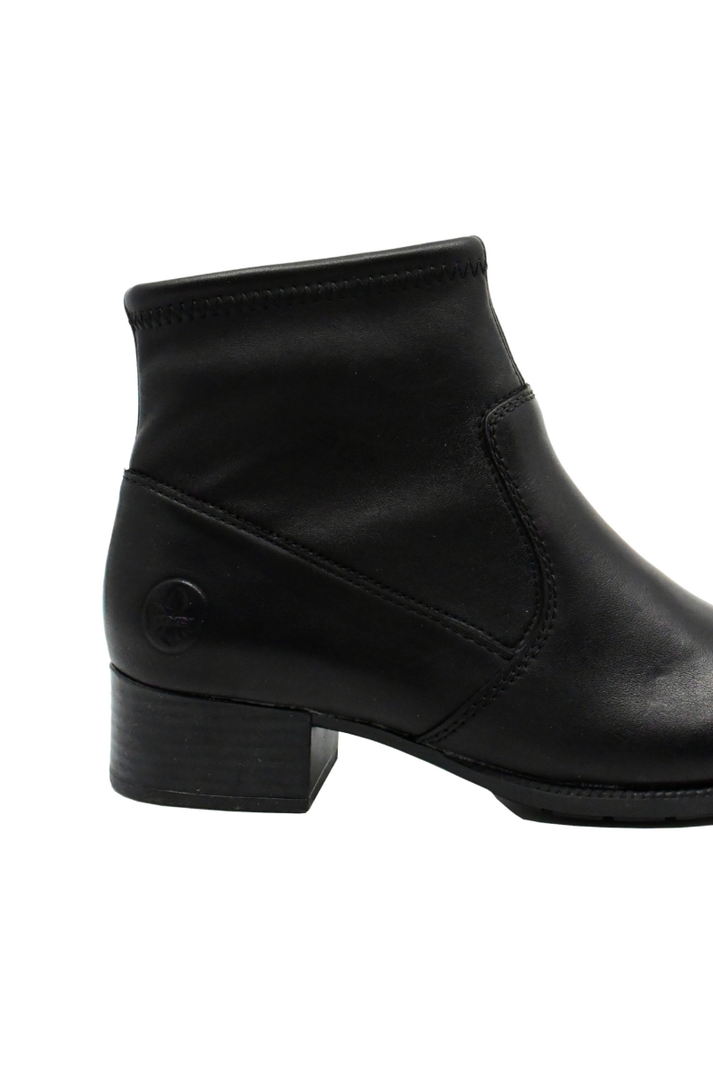Imagine Botine negre din piele naturală, cu carâmb moale RIK78674-00