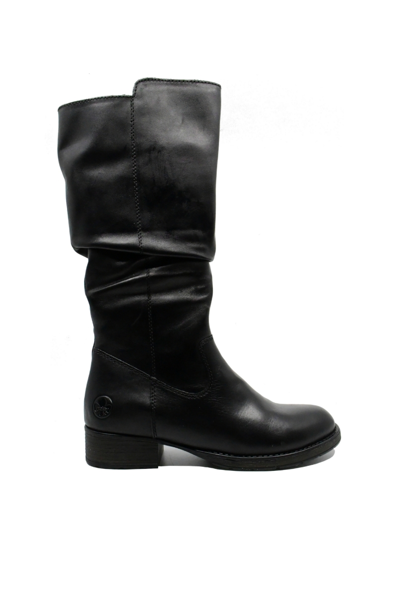 Imagine Cizme damă cu încrețituri, negre, din piele naturală RIKZ9563-00