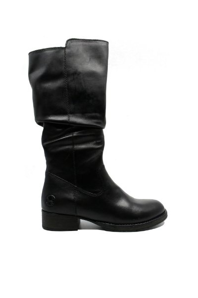 Imagine Cizme damă cu încrețituri, negre, din piele naturală RIKZ9563-00