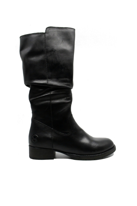 Imagine Cizme damă cu încrețituri, negre, din piele naturală RIKZ9563-00