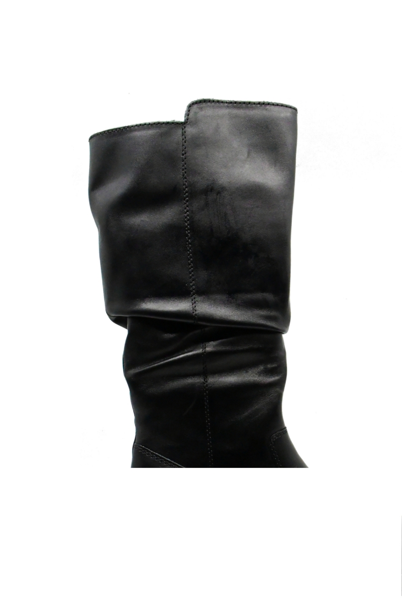 Imagine Cizme damă cu încrețituri, negre, din piele naturală RIKZ9563-00
