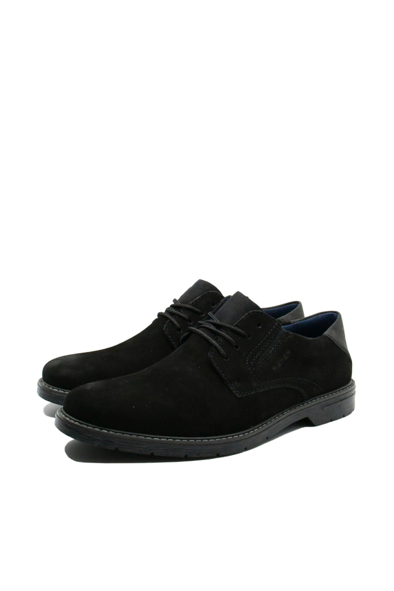 Imagine Pantofi casual negri din piele întoarsă RIK13000-00