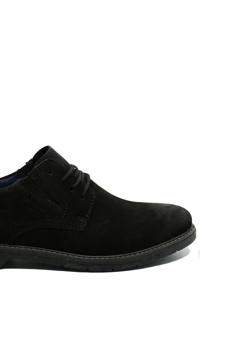 Imagine Pantofi casual negri din piele întoarsă RIK13000-00
