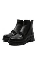 Imagine Ghete damă negre din piele naturală, cu inserții sparkle FLO380