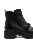 Imagine Ghete damă negre din piele naturală, cu inserții sparkle FLO380