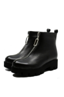 Imagine Ghete damă cu fermoar în față, negre din piele naturală FLO399