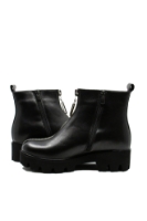 Imagine Ghete damă cu fermoar în față, negre din piele naturală FLO399