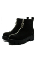 Imagine Ghete damă cu fermoar în față, negre din piele întoarsă FLO399