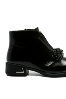 Imagine Botine damă cu buchet de ciucuri, negre din lac