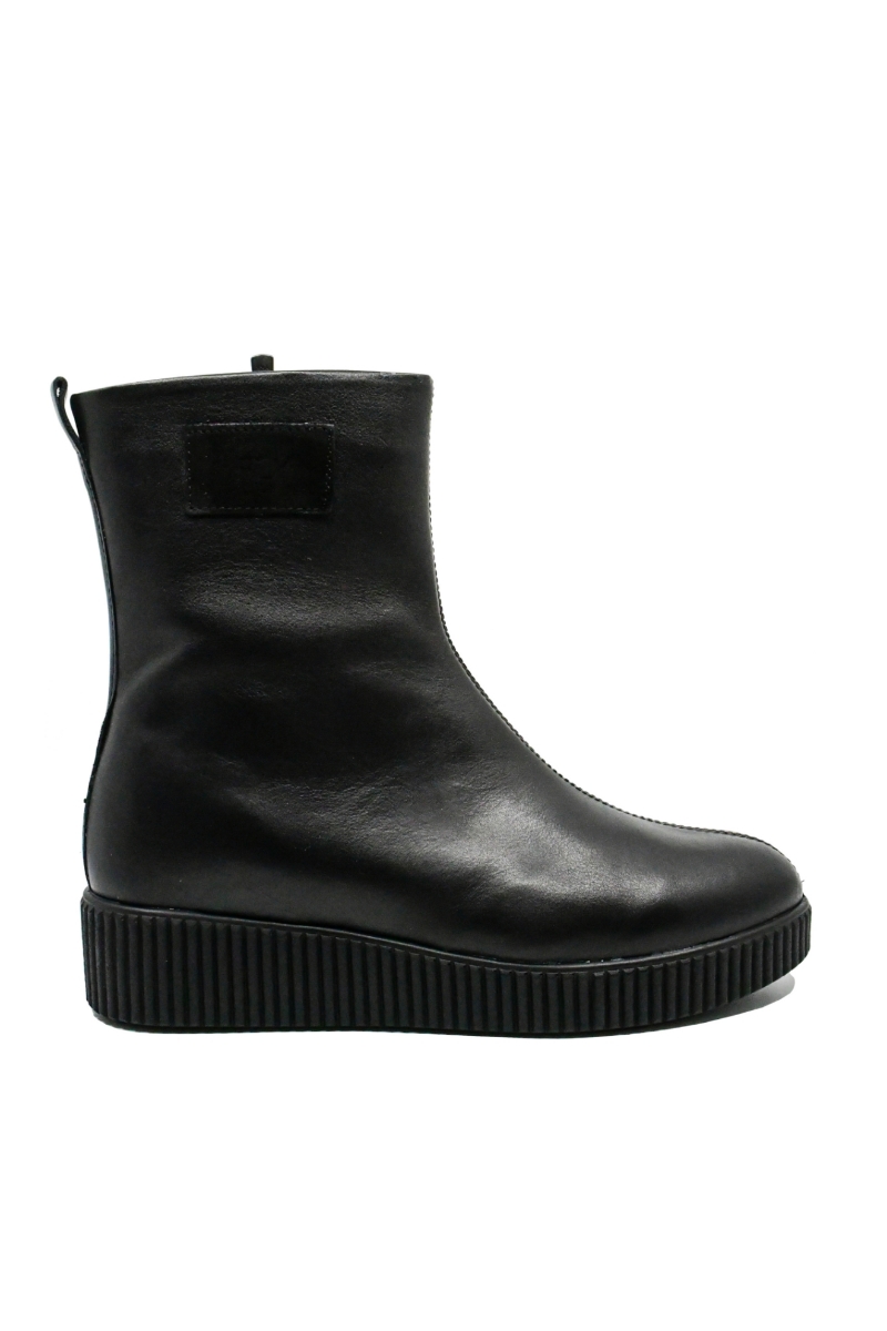 Imagine Ghete îmblănite, wedge, negre din piele naturală FLO458