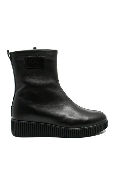 Imagine Ghete îmblănite, wedge, negre din piele naturală FLO458