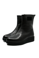 Imagine Ghete îmblănite, wedge, negre din piele naturală FLO458