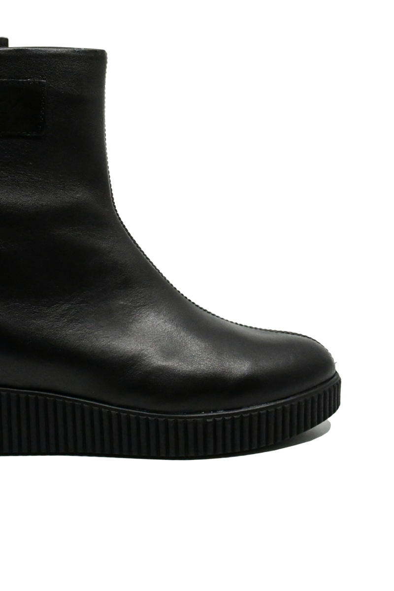 Imagine Ghete îmblănite, wedge, negre din piele naturală FLO458
