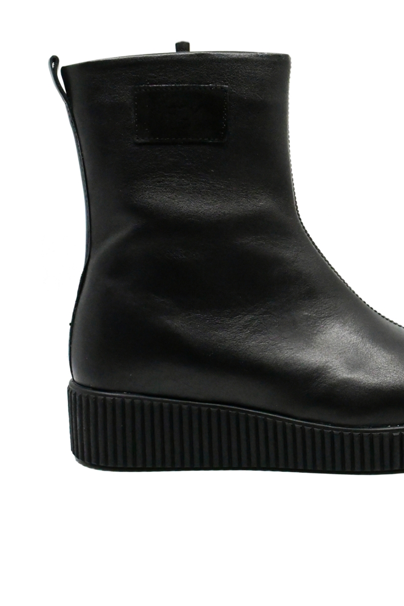 Imagine Ghete îmblănite, wedge, negre din piele naturală FLO458