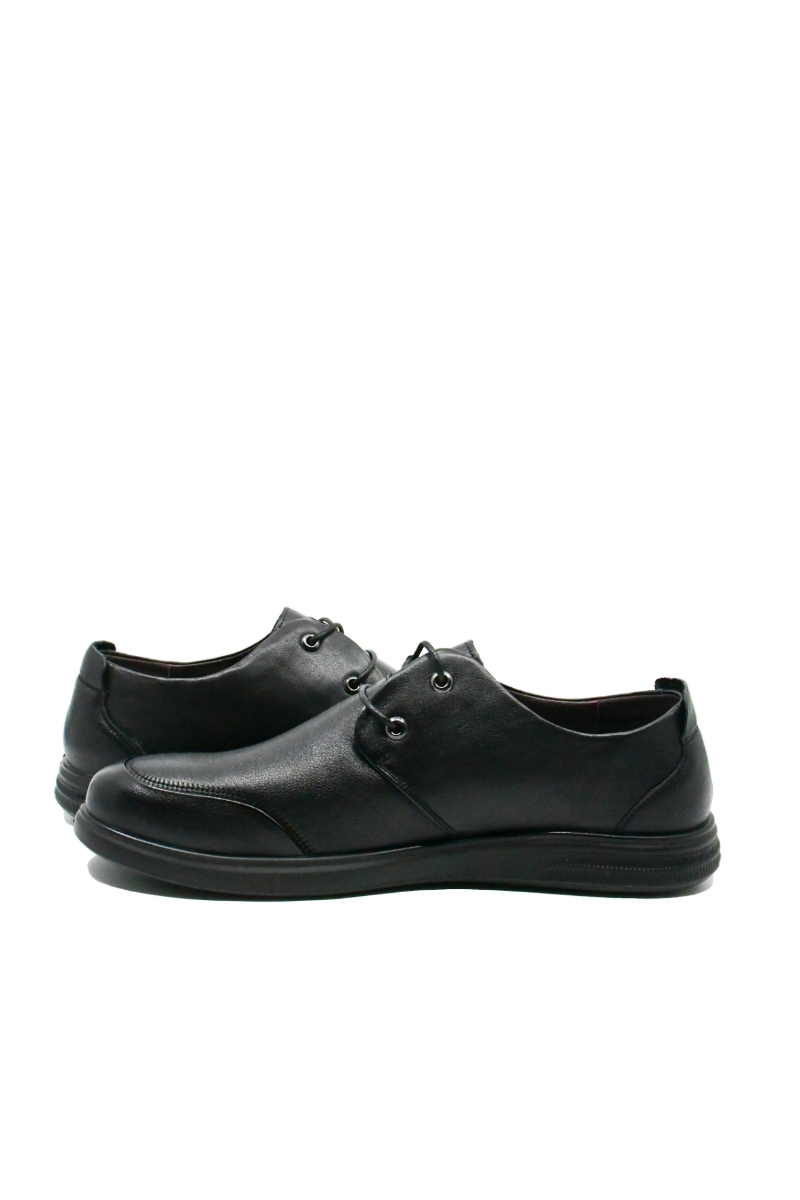 Imagine Pantofi casual negri bărbați din piele naturală moale FNX888161