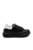 Imagine Pantofi sport damă negri cu alb, din piele naturală FNX232806
