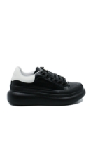 Imagine Pantofi sport damă negri cu alb, din piele naturală FNX232806