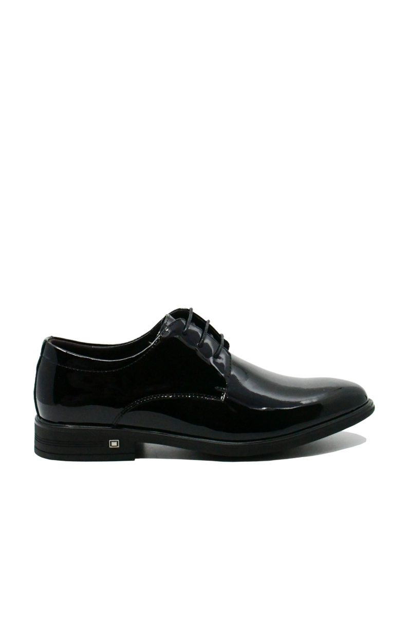 Imagine Pantofi eleganți stil derby, negri din lac FNX7605