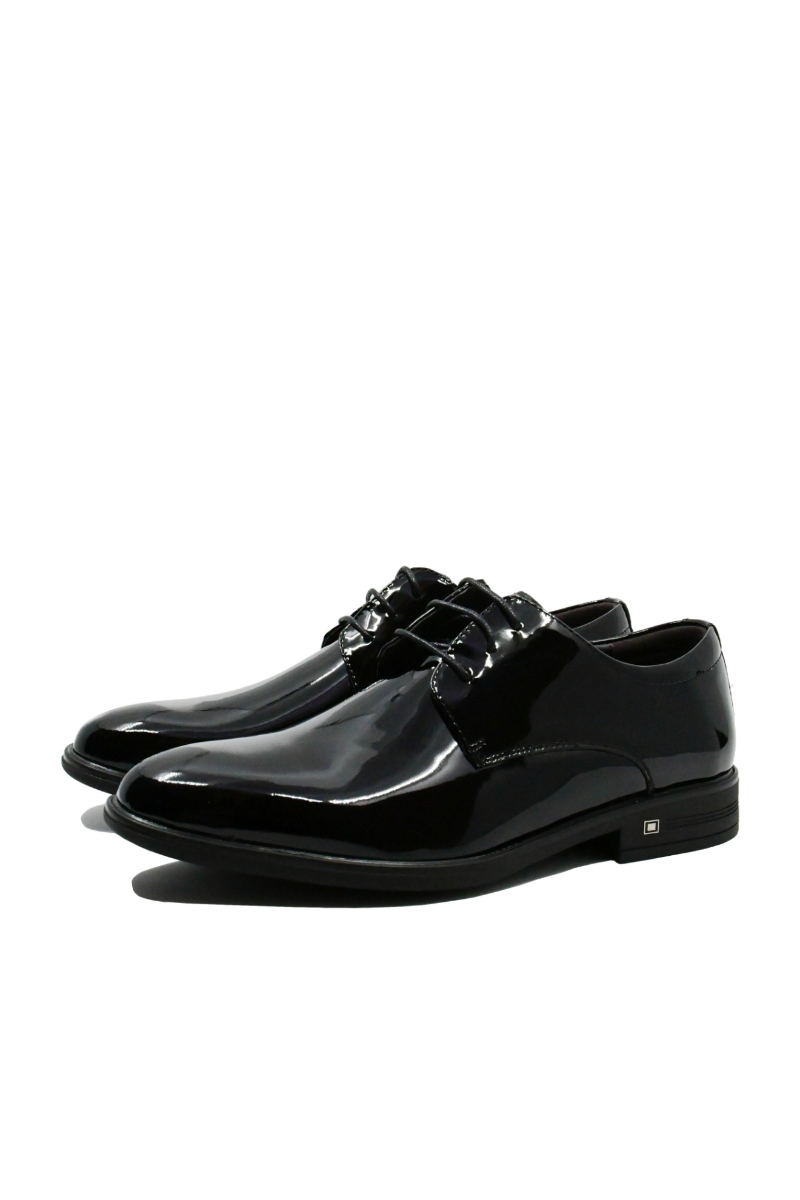 Imagine Pantofi eleganți stil derby, negri din lac FNX7605