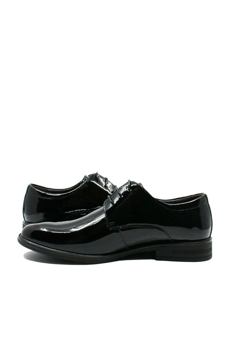Imagine Pantofi eleganți stil derby, negri din lac FNX7605