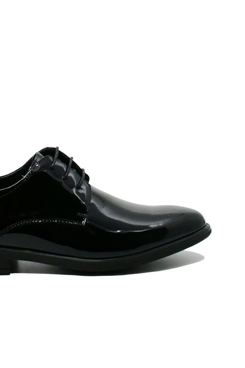 Imagine Pantofi eleganți stil derby, negri din lac FNX7605