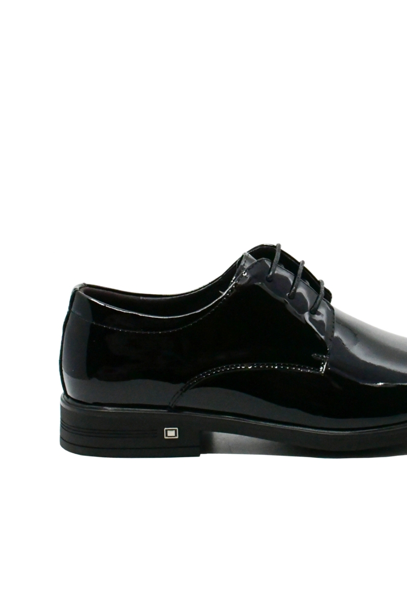 Imagine Pantofi eleganți stil derby, negri din lac FNX7605