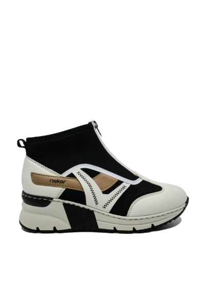 Imagine Sneakers înalți alb combi din material textil și plasă RIKN6360-00