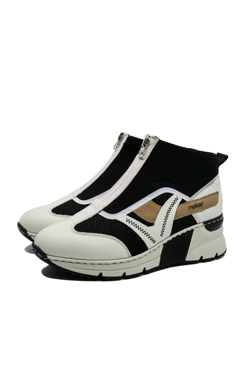 Imagine Sneakers înalți alb combi din material textil și plasă RIKN6360-00