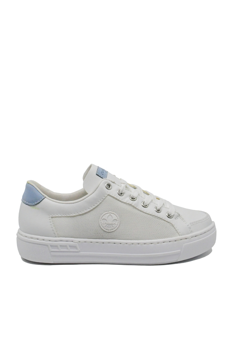 Imagine Pantofi casual sport albi din piele naturală și plasă RIKL8803-80