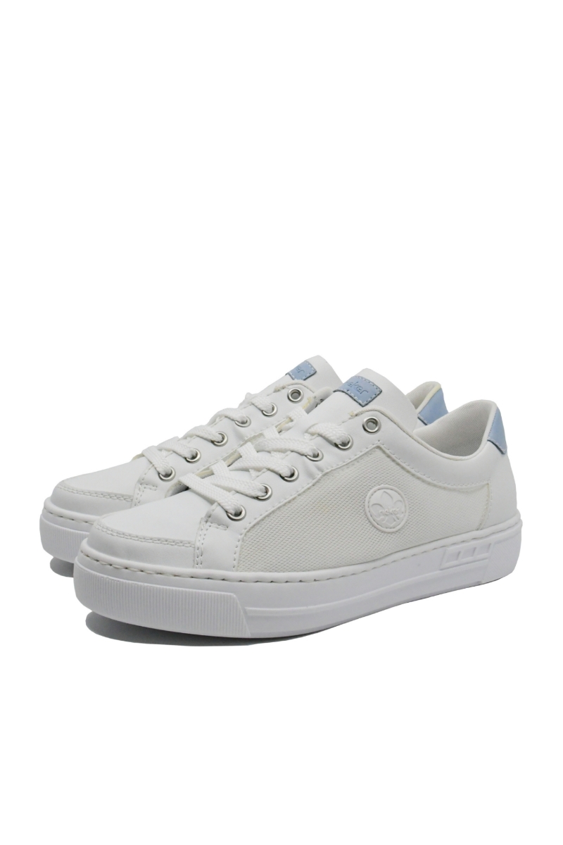 Imagine Pantofi casual sport albi din piele naturală și plasă RIKL8803-80