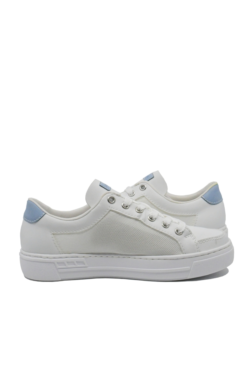 Imagine Pantofi casual sport albi din piele naturală și plasă RIKL8803-80