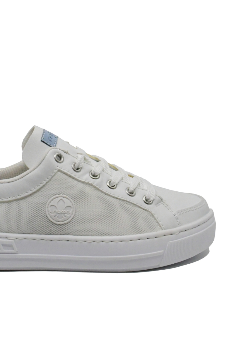 Imagine Pantofi casual sport albi din piele naturală și plasă RIKL8803-80