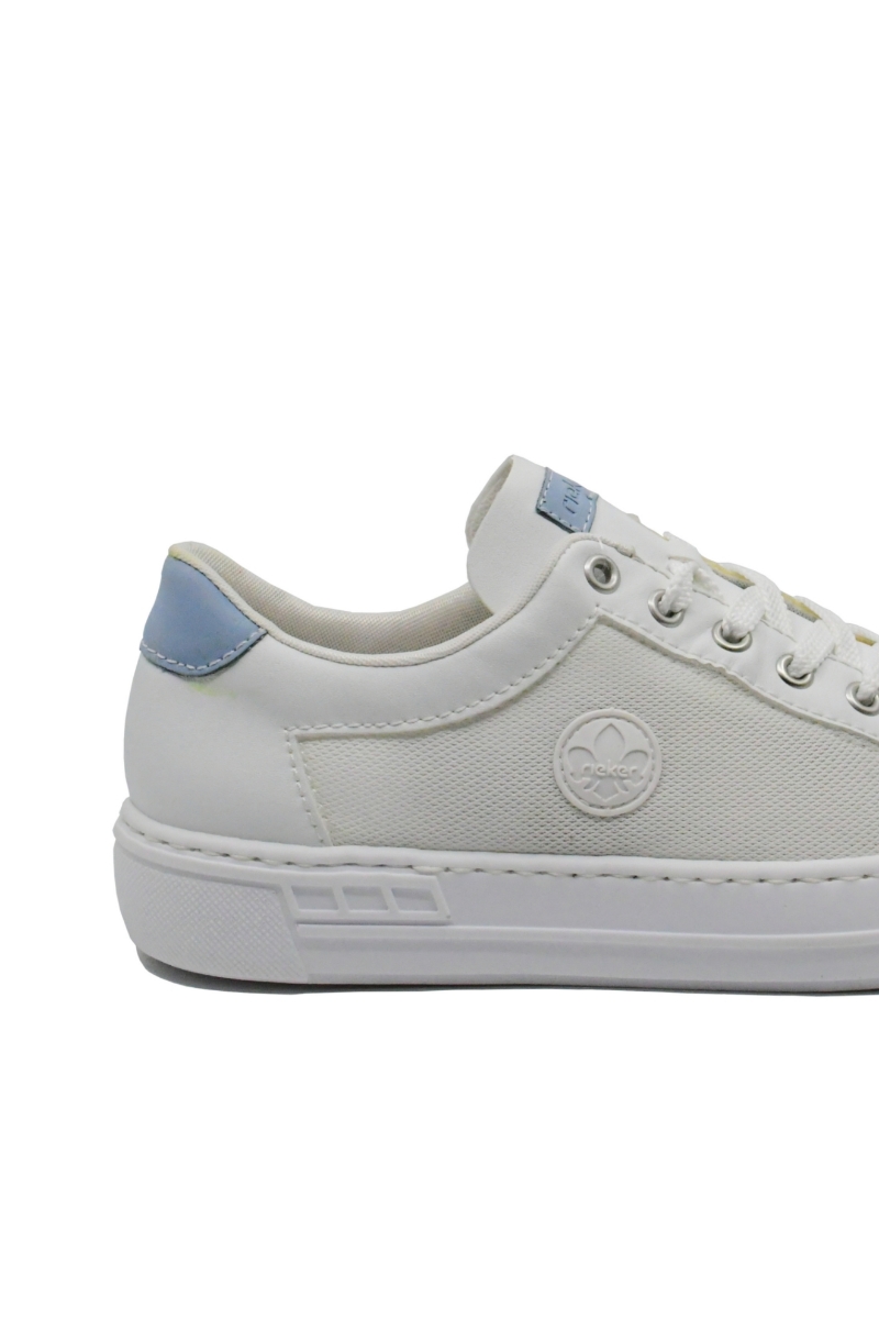 Imagine Pantofi casual sport albi din piele naturală și plasă RIKL8803-80