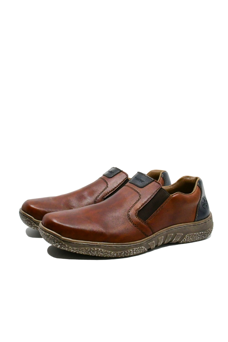 Imagine Pantofi slip-on maro din piele naturală RIK03552-24