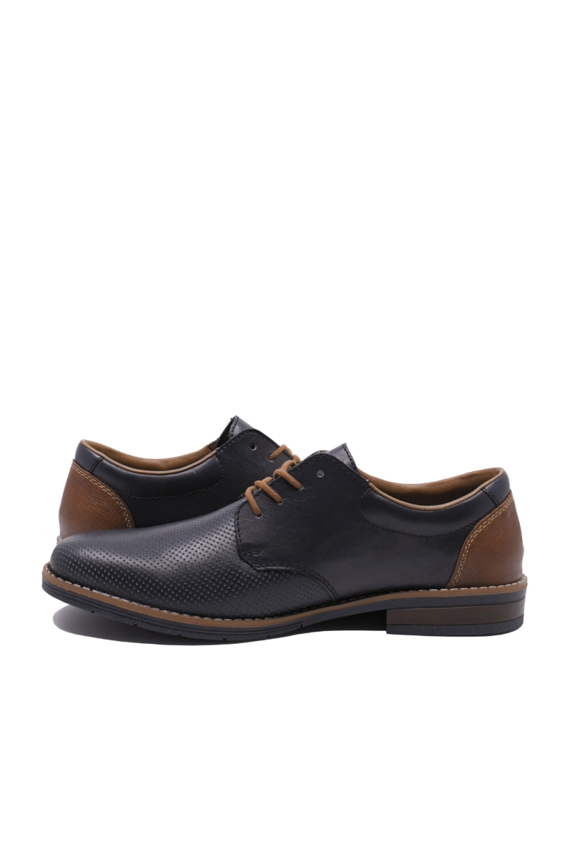 Imagine Pantofi casual bleumarin din piele naturală cu perforații RIK10308-14
