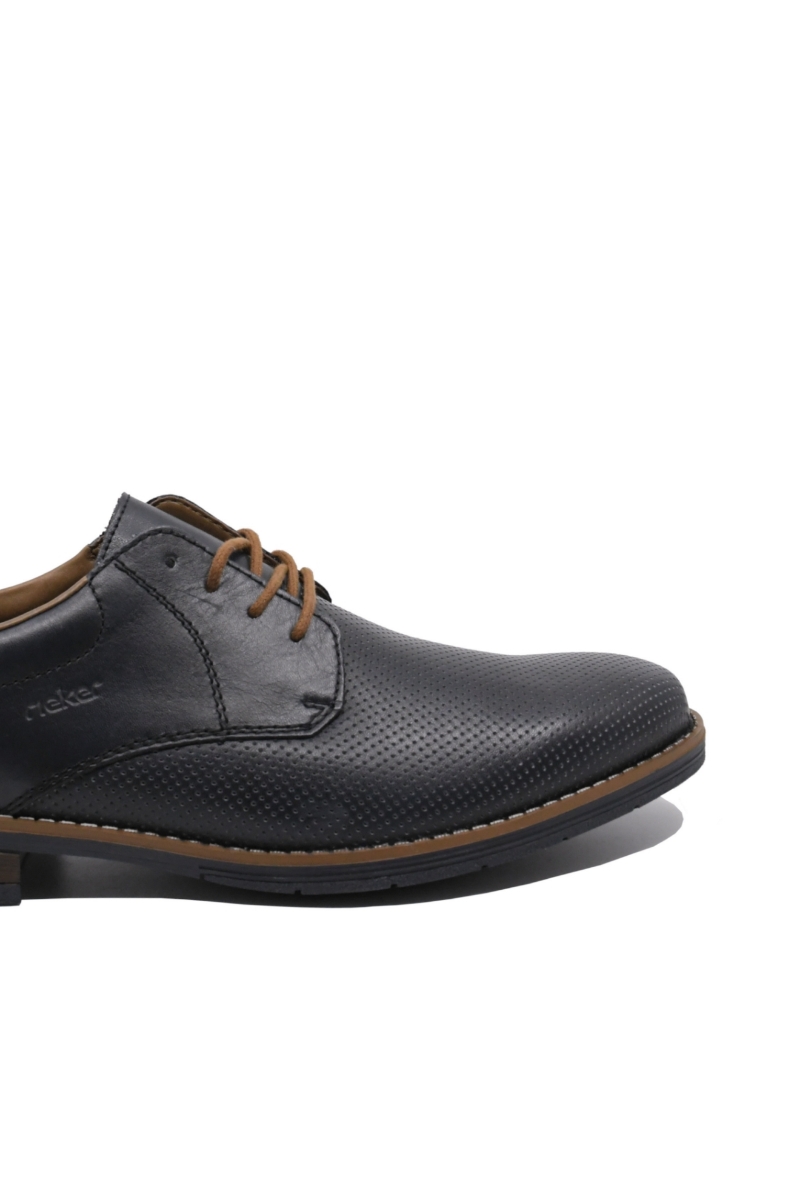 Imagine Pantofi casual bleumarin din piele naturală cu perforații RIK10308-14
