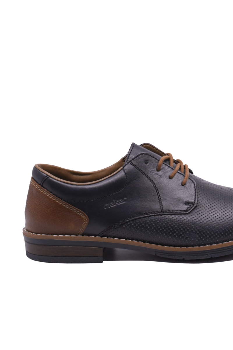 Imagine Pantofi casual bleumarin din piele naturală cu perforații RIK10308-14
