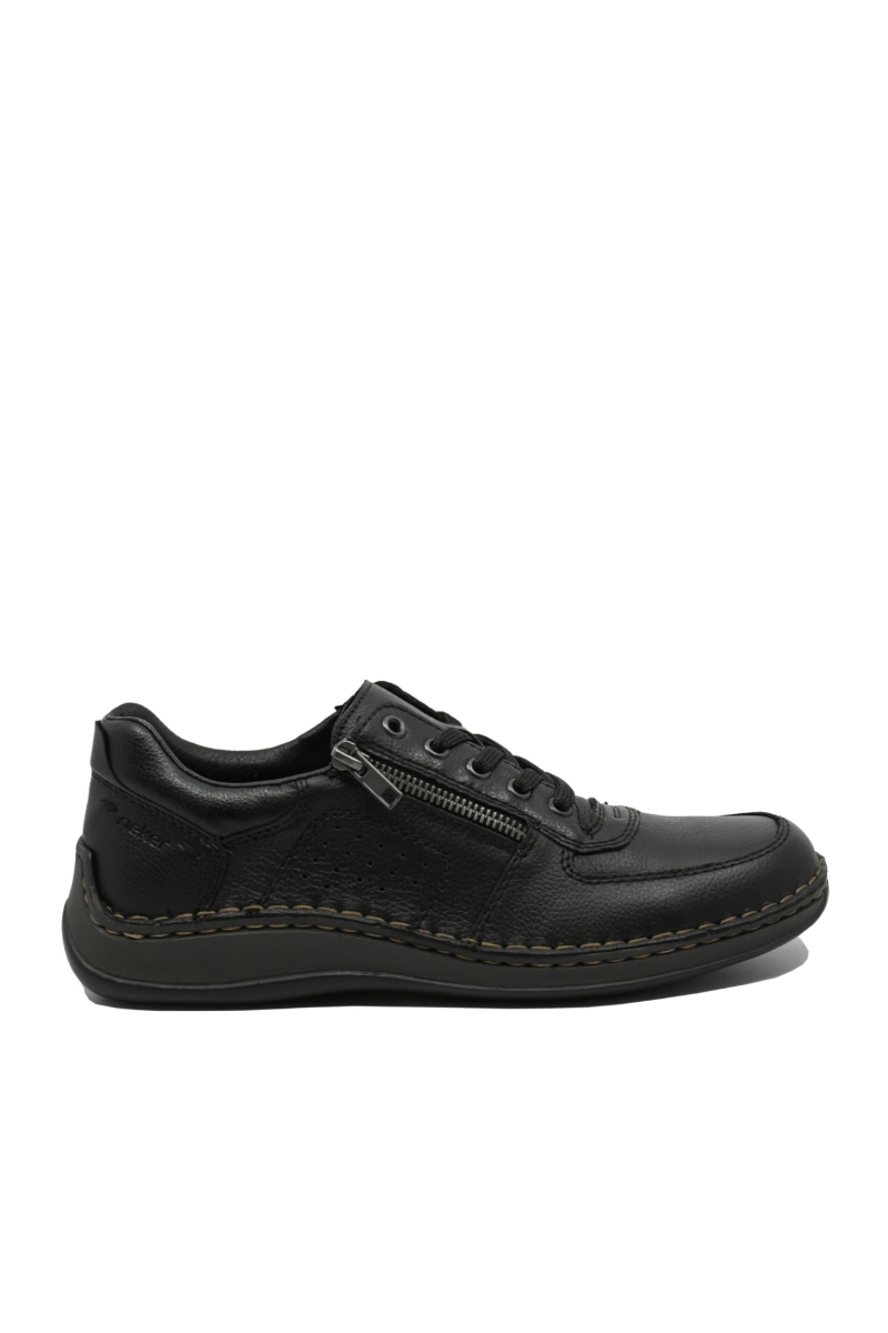 Imagine Pantofi comozi negri din piele naturală granulată RIK05228-00