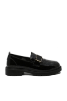 Imagine Pantofi loafer damă negri din lac cu detaliu croco OTR440001