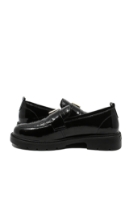 Imagine Pantofi loafer damă negri din lac cu detaliu croco OTR440001