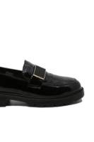 Imagine Pantofi loafer damă negri din lac cu detaliu croco OTR440001