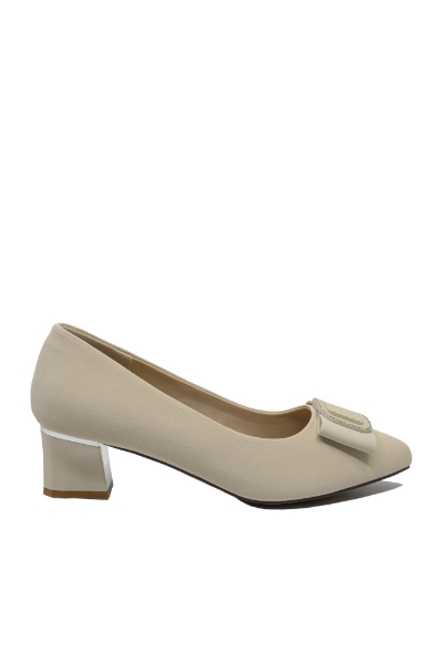 Imagine Pantofi damă crem din piele naturală cu print FNX2316