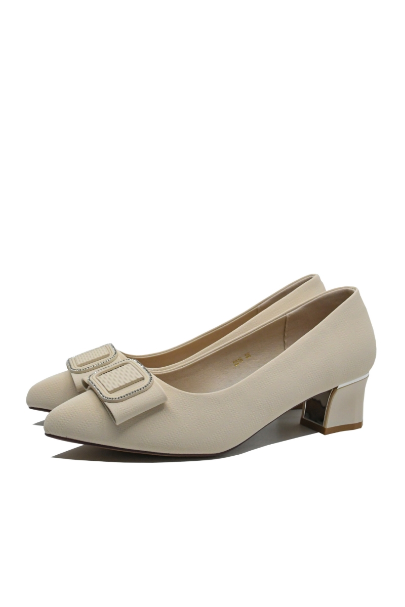 Imagine Pantofi damă crem din piele naturală cu print FNX2316