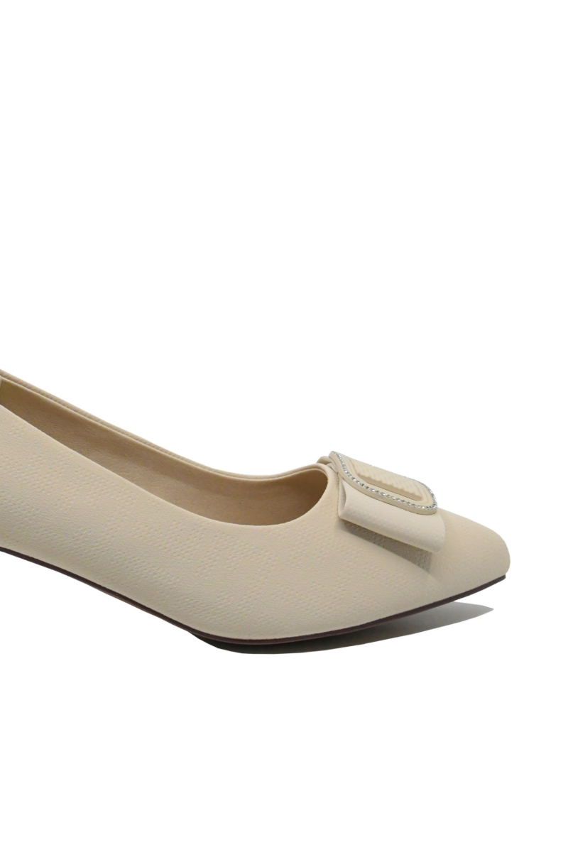 Imagine Pantofi damă crem din piele naturală cu print FNX2316