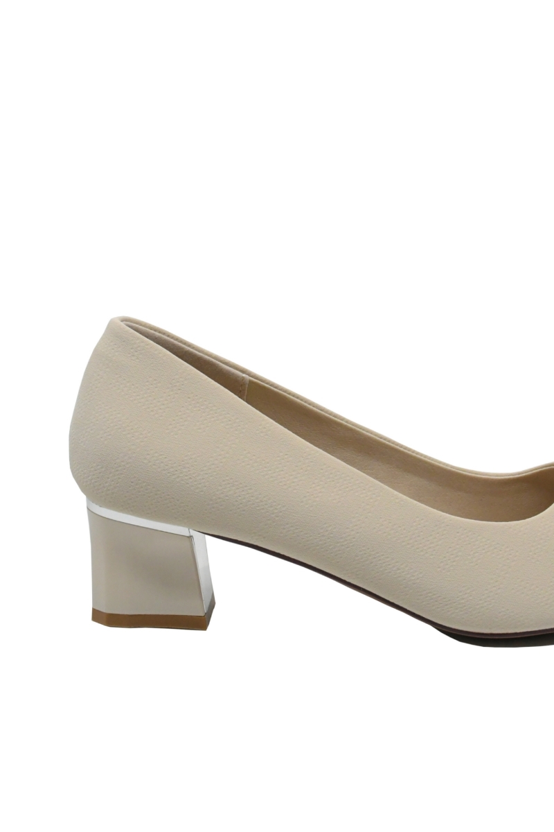 Imagine Pantofi damă crem din piele naturală cu print FNX2316